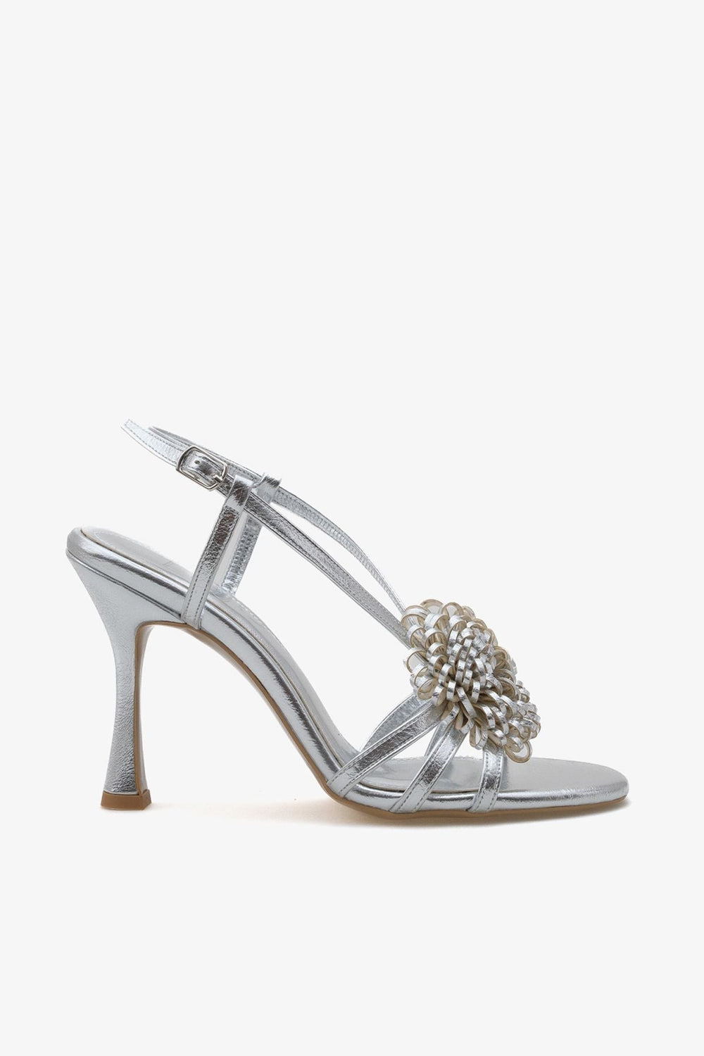 Kadın Çiçek Tokalı Önü Açık Topuklu Ayakkabı Fres