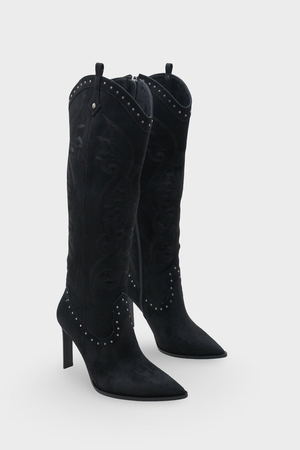 Kadın Sivri Burun Western Kovboy Topuklu Günlük Çizme Hislev Siyah