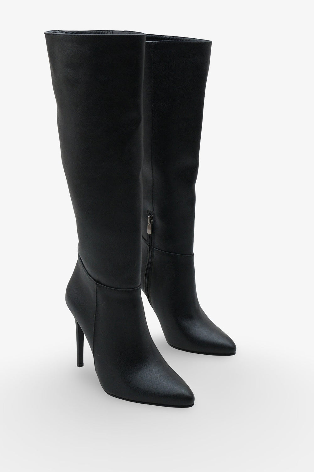 Kadın Sivri Burunlu Topuklu Yandan Fermuarlı Günlük Çizme Masi Siyah