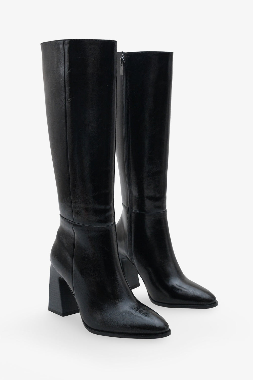 Valerienna kadın Sivri Burun Yandan Fermuarlı Topuklu Günlük Çizme İroles Siyah